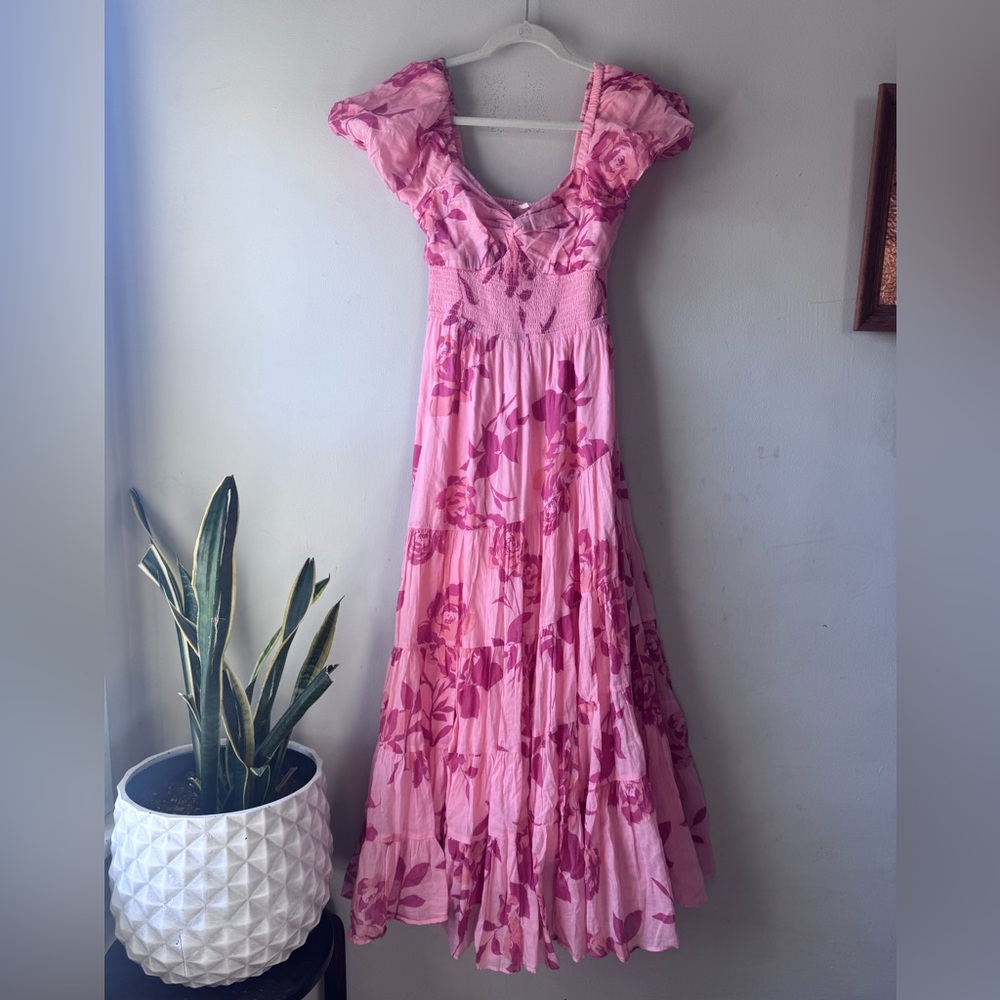 Free People Women's Short Sleeve Sundrenched Maxi Dress, Medium